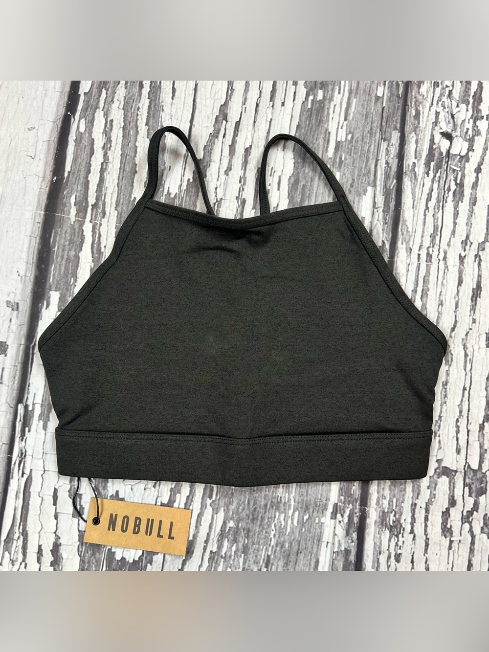NO BULL - HIGH NECK BRA - OLIVE/CHARCOAL COLOR - NWT - SIZE MEDIUM